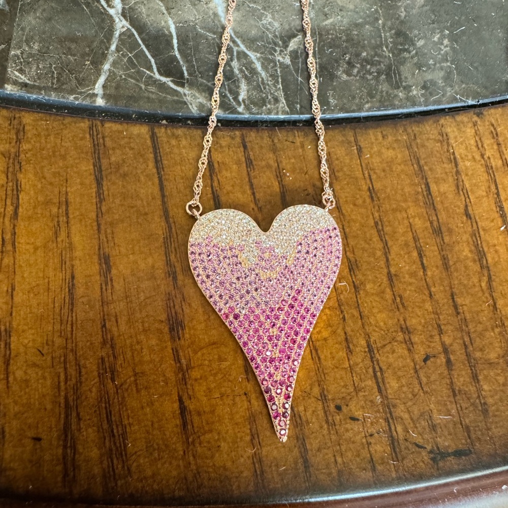 Elegant Pink Heart Necklace
